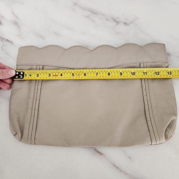 80's Beige Leather Vintage Retro Clutch - Picture 5 of 6